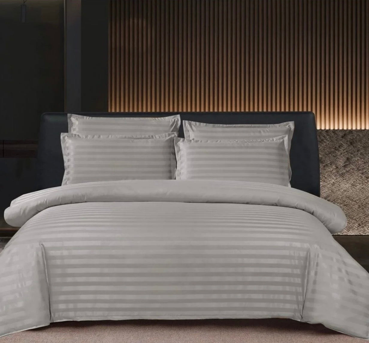 Lenjerie PREMIUM damasc bumbac 6 piese - GRI