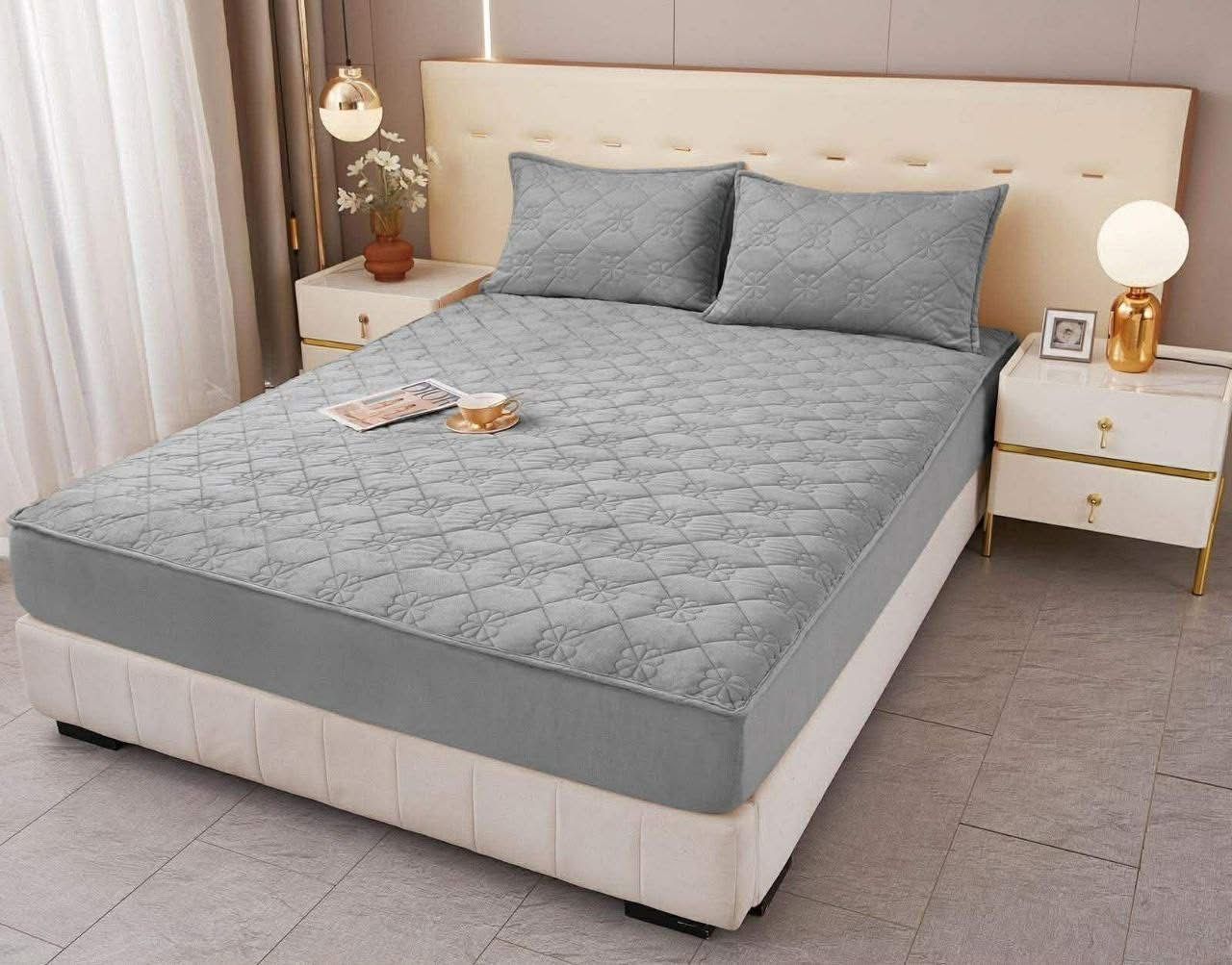 Premium velvet topper + 2 pillowcases - LIGHT GREY