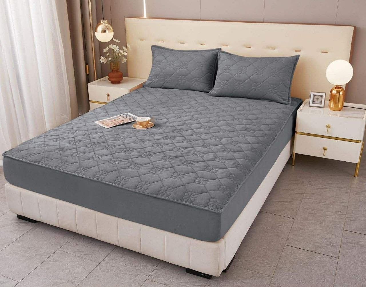 Premium velvet topper + 2 pillowcases - DARK GREY