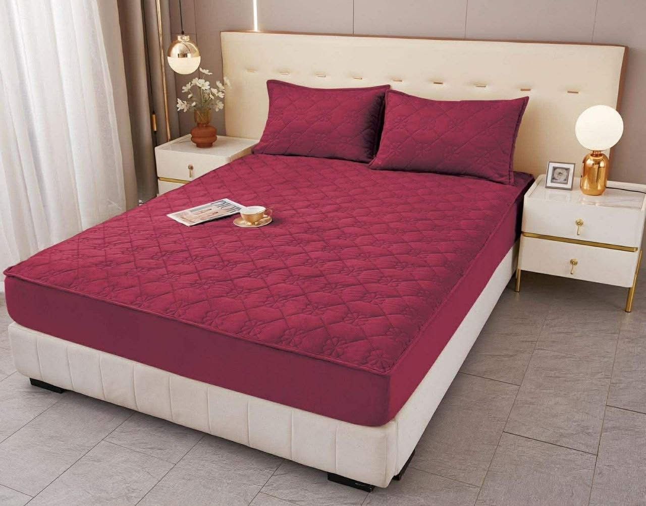 Premium velvet topper + 2 pillowcases - BORDEAUX