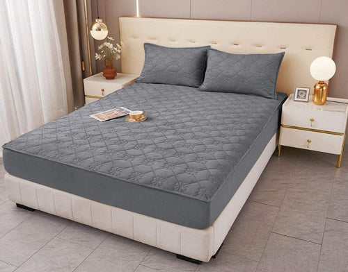 Premium velvet topper + 2 pillowcases - DARK GREY