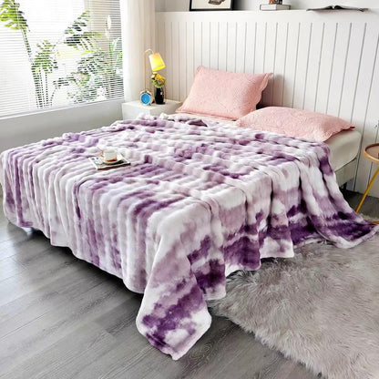 Pătură Luxury Degrade din Blană Artificială de Iepure – CALITATE PREMIUM