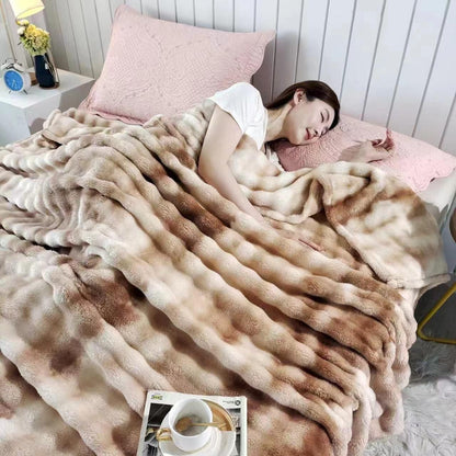 Pătură Luxury Degrade din Blană Artificială de Iepure – CALITATE PREMIUM