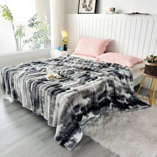 Pătură Luxury Degrade din Blană Artificială de Iepure – CALITATE PREMIUM